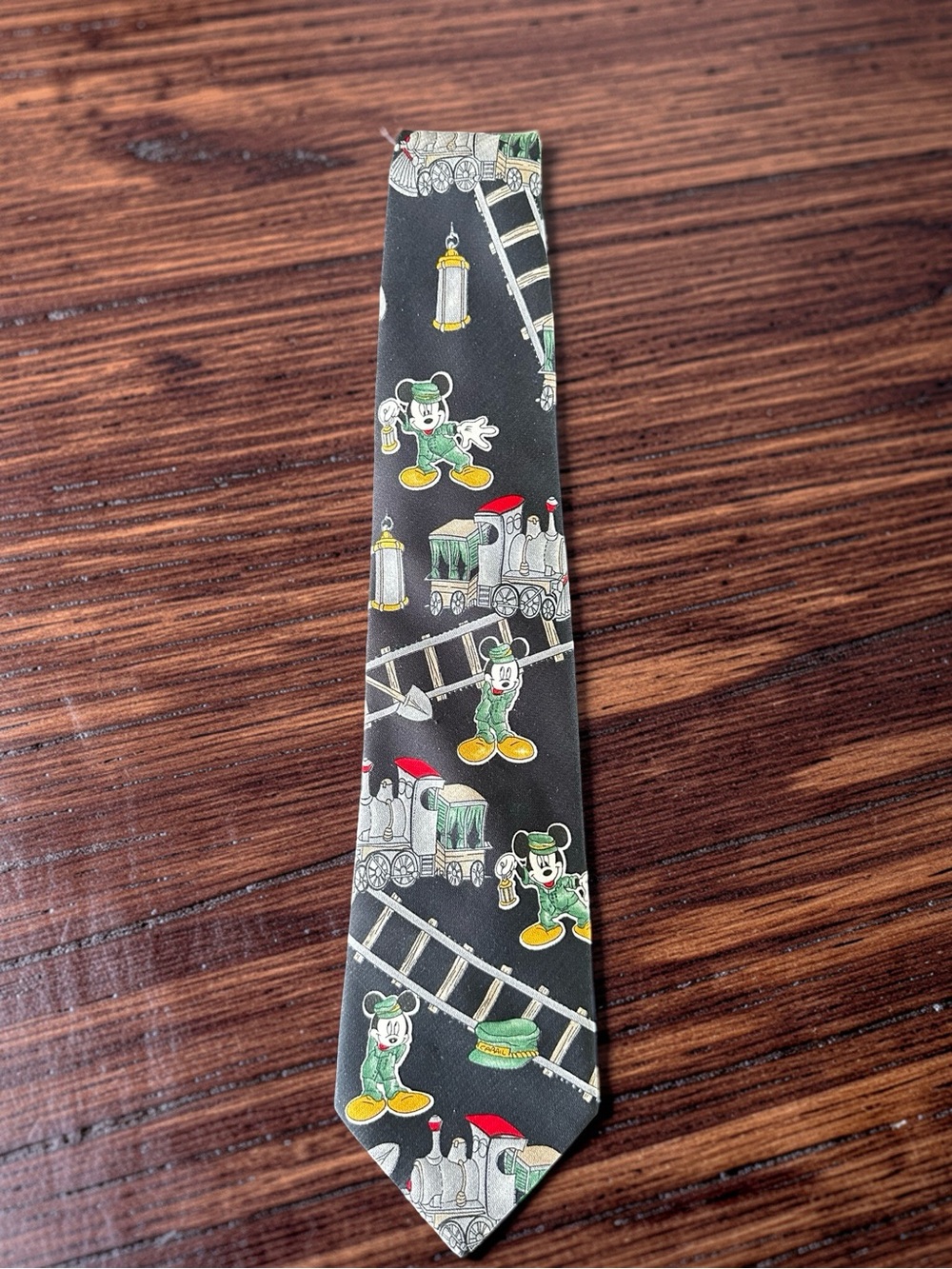 Vintage Disney Mickey Unlimited Tie with Green Mickey & Train Motifs YT12